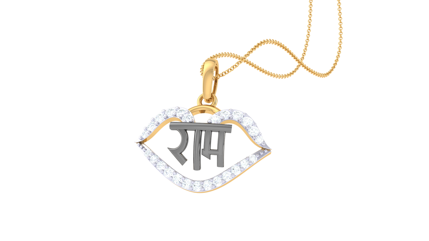 Siya Ram Pendant In Gold – 0.17 Ct Round Diamonds