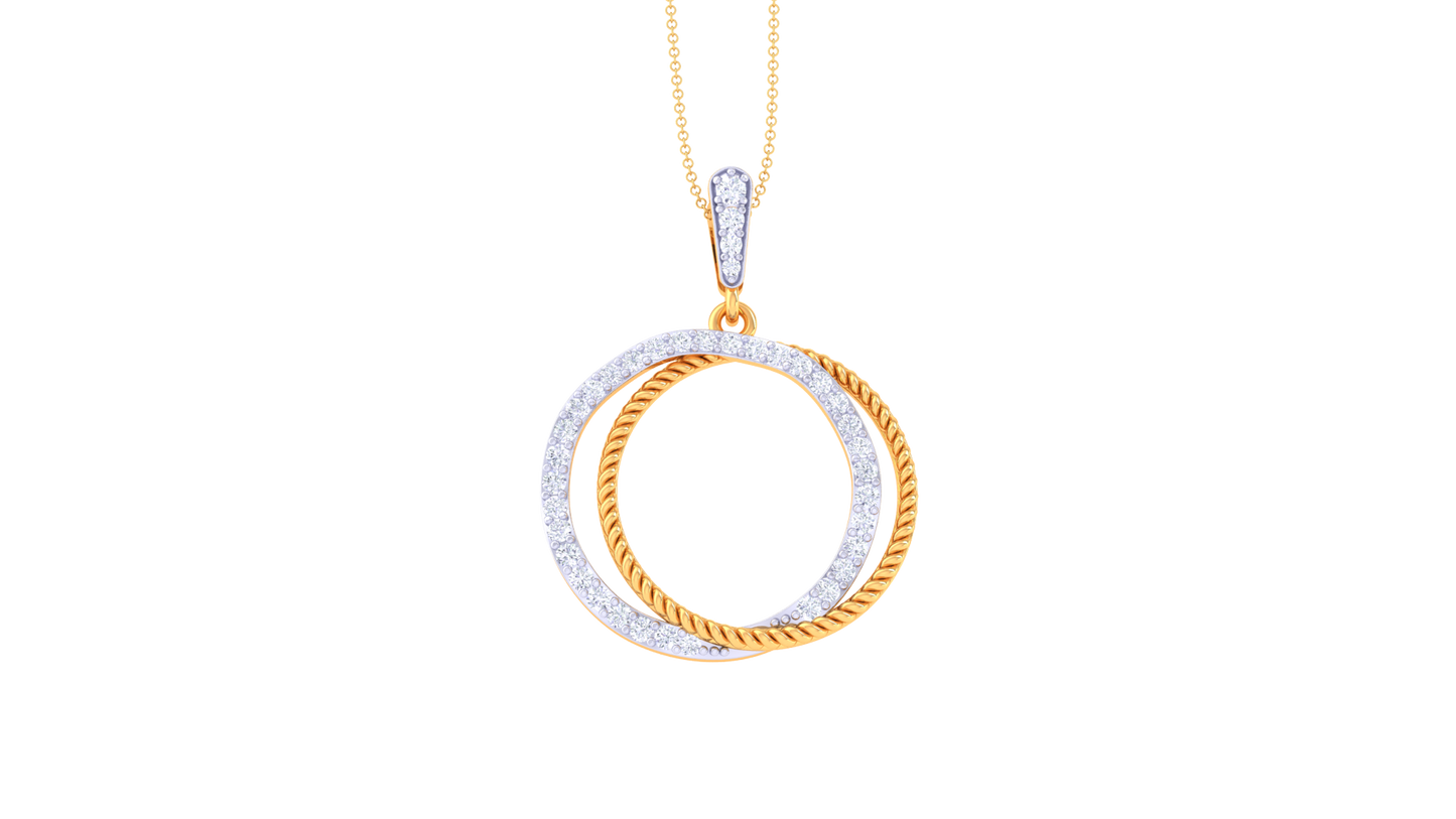 Interlocked Elegance - 0.39 Ct Dazzling Diamond Pendant With Twisted Gold Detail