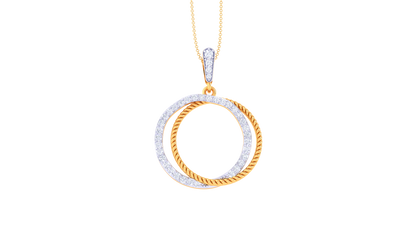 Interlocked Elegance - 0.39 Ct Dazzling Diamond Pendant With Twisted Gold Detail
