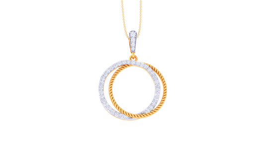 Interlocked Elegance - 0.39 Ct Dazzling Diamond Pendant With Twisted Gold Detail