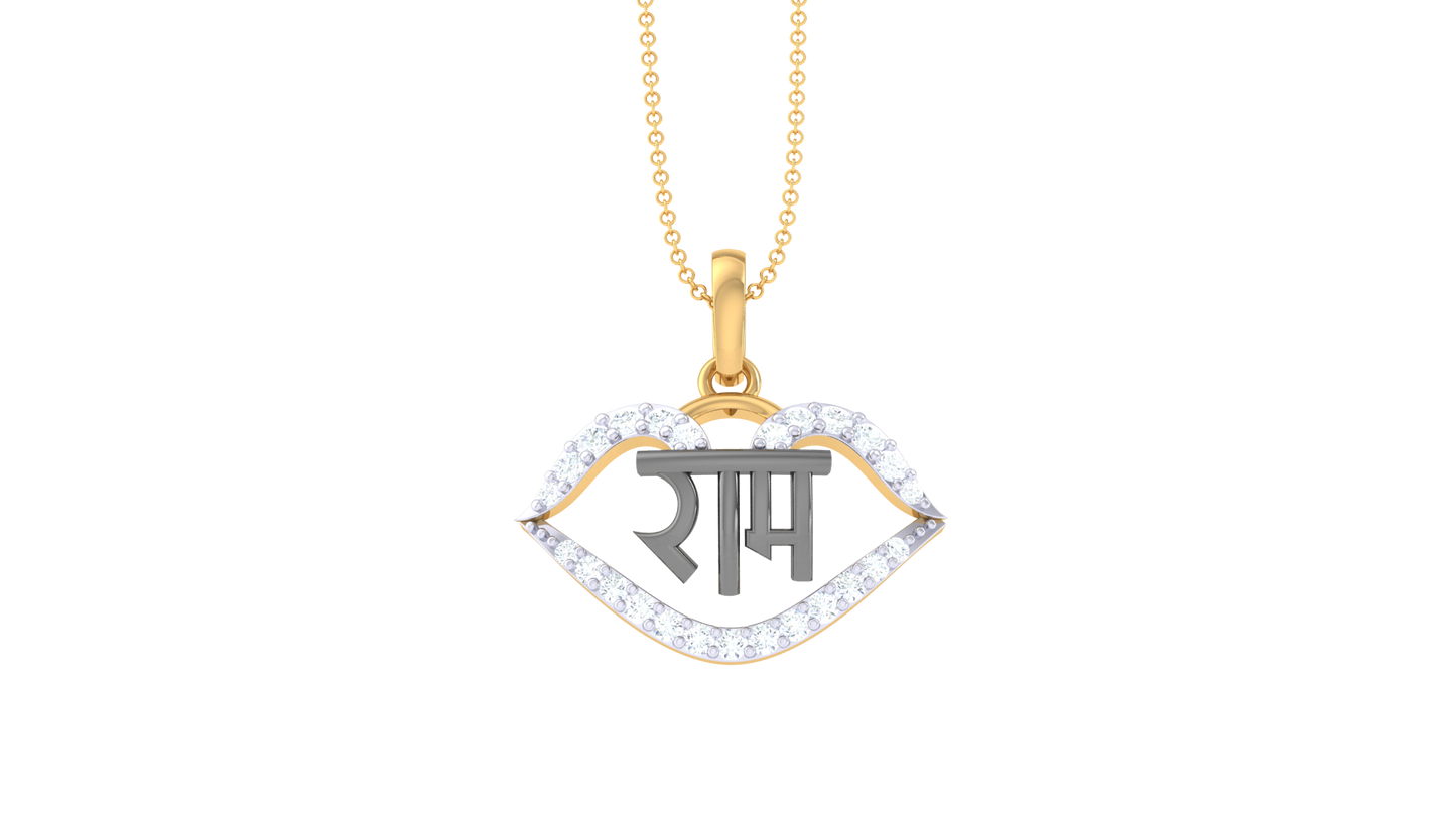 Siya Ram Pendant In Gold – 0.17 Ct Round Diamonds