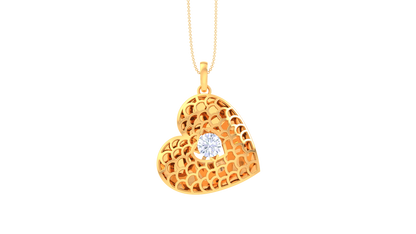 Honey Heart Pendant In Yellow Gold - 0.59 Ct Diamond In Center
