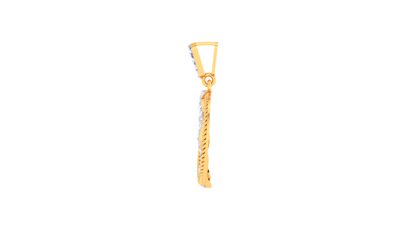 Interlocked Elegance - 0.39 Ct Dazzling Diamond Pendant With Twisted Gold Detail