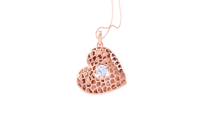 Honey Heart Pendant In Yellow Gold - 0.59 Ct Diamond In Center