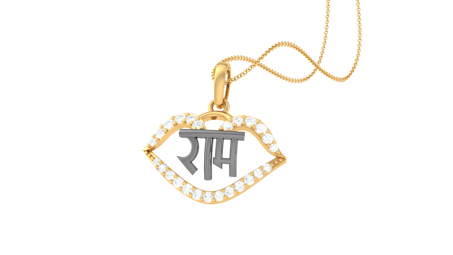 Siya Ram Pendant In Gold – 0.17 Ct Round Diamonds