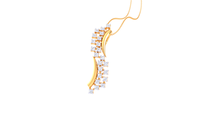 0.18 Ct - Linear Luxe Diamond Pendant with Flowing Gold Bands