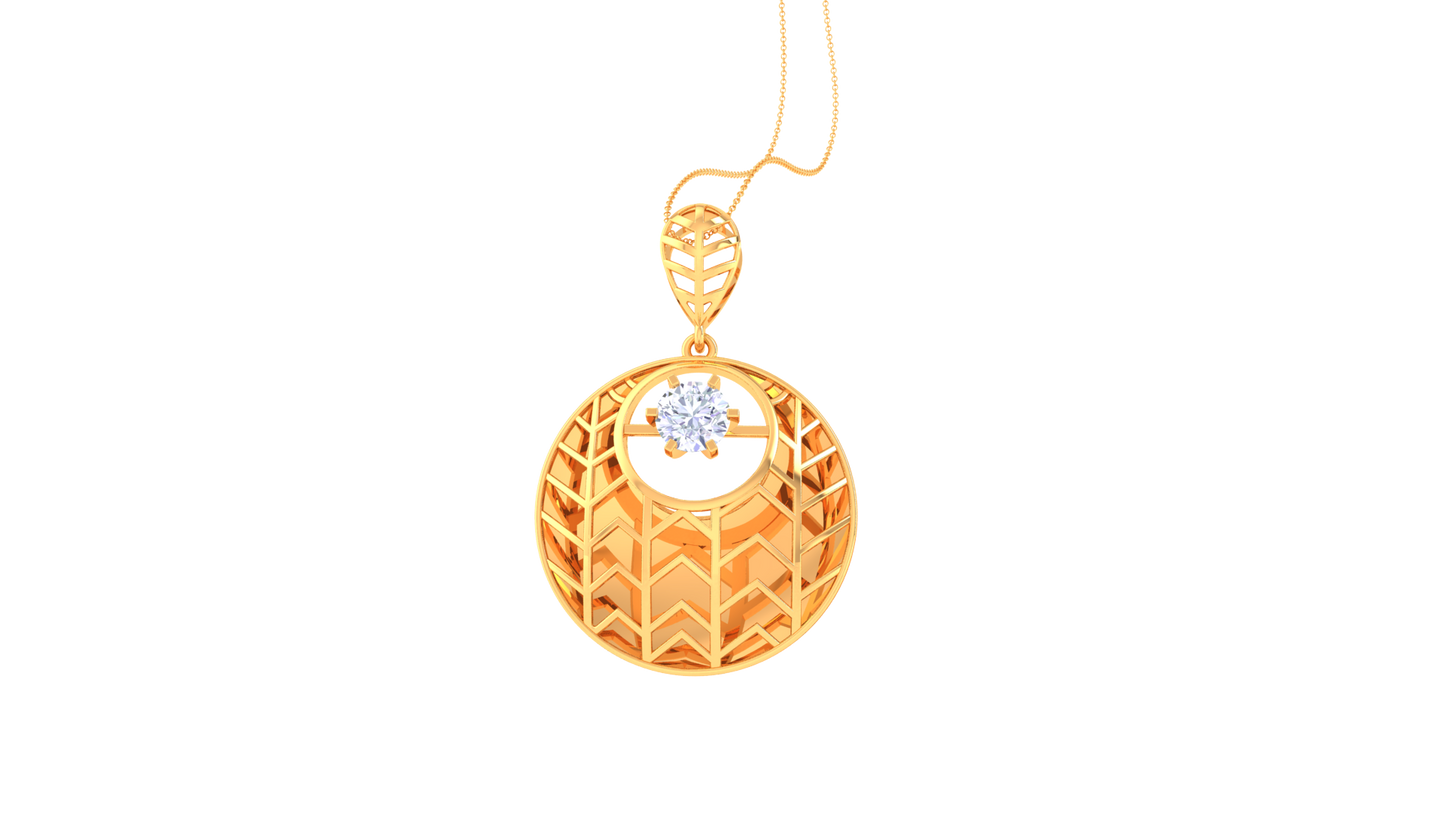 Radiant Chevron Harmony Pendant In Gold - 0.59 Ct Round Cut Diamond