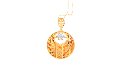 Radiant Chevron Harmony Pendant In Gold - 0.59 Ct Round Cut Diamond