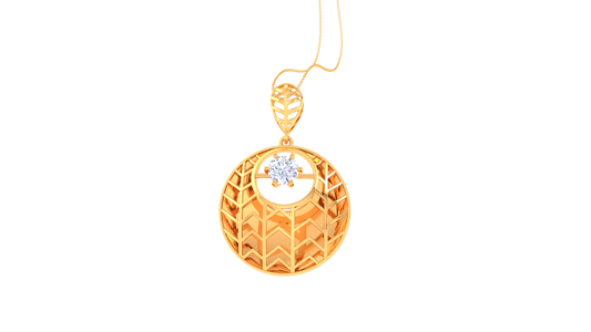Radiant Chevron Harmony Pendant In Gold - 0.59 Ct Round Cut Diamond
