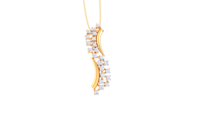 0.18 Ct - Linear Luxe Diamond Pendant with Flowing Gold Bands