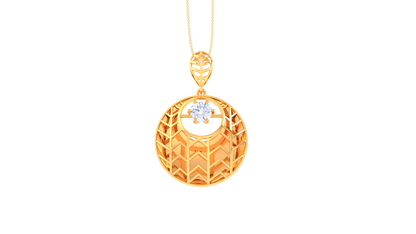 Radiant Chevron Harmony Pendant In Gold - 0.59 Ct Round Cut Diamond
