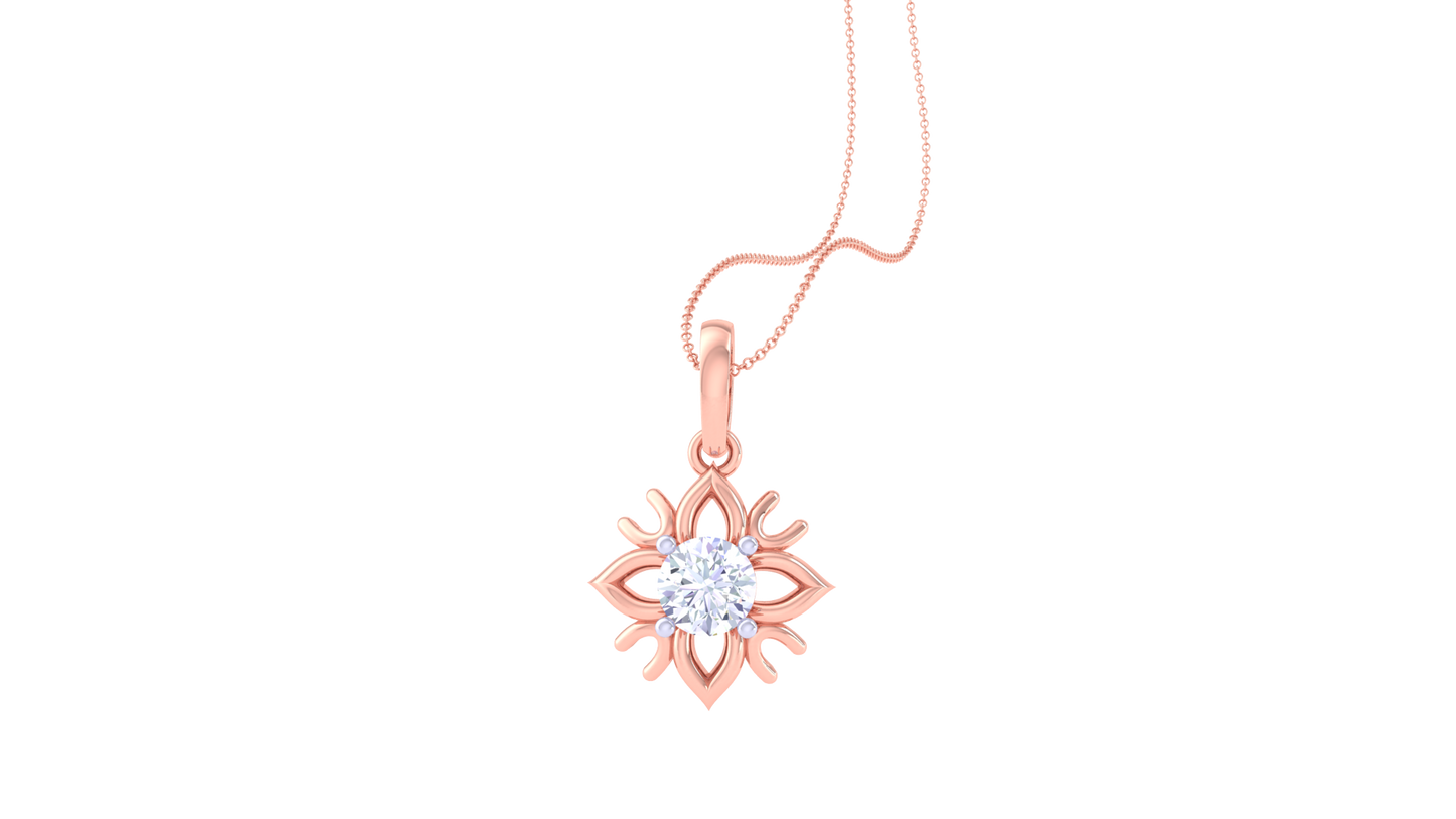 Sparkling Petal Solitaire Pendent - 0.59 Ct Oval Diamond In Gold