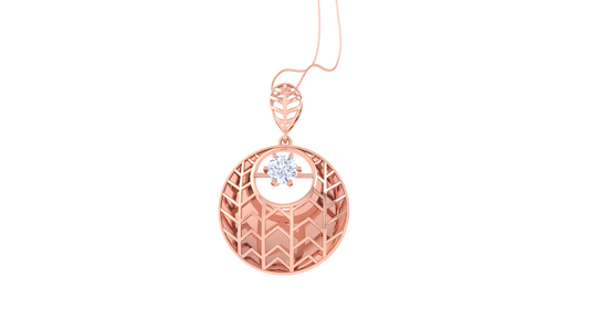 Radiant Chevron Harmony Pendant In Gold - 0.59 Ct Round Cut Diamond