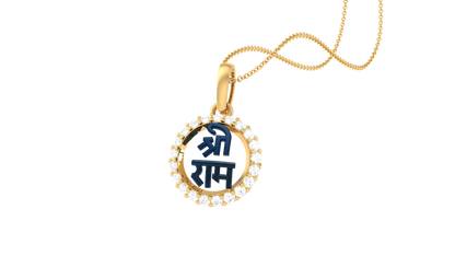 Shri Ram Halo Pendant In Gold - 0.14 Ct Diamonds