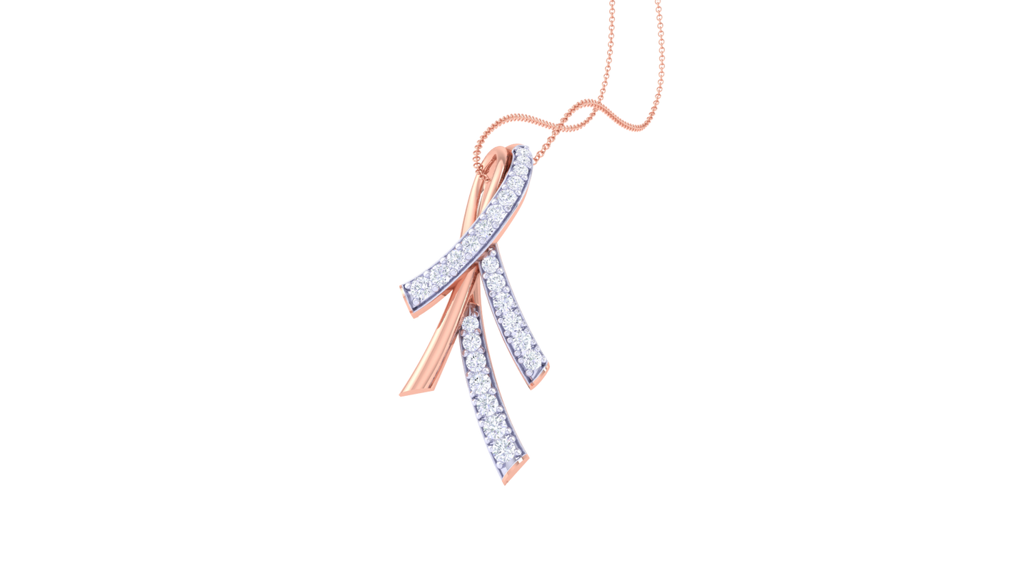 Trio Bar Elegance Pendant In Gold  - 0.23 Ct Round Cut Diamond Accent