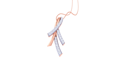 Trio Bar Elegance Pendant In Gold  - 0.23 Ct Round Cut Diamond Accent