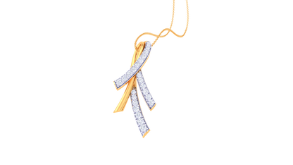 Trio Bar Elegance Pendant In Gold  - 0.23 Ct Round Cut Diamond Accent