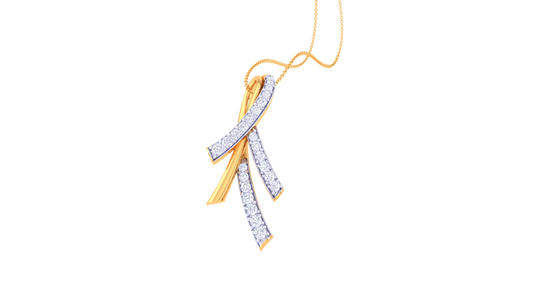 Trio Bar Elegance Pendant In Gold  - 0.23 Ct Round Cut Diamond Accent