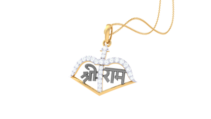 Shri Ram Bow & Arrow Pendant In Gold - 0.17 Ct Diamonds