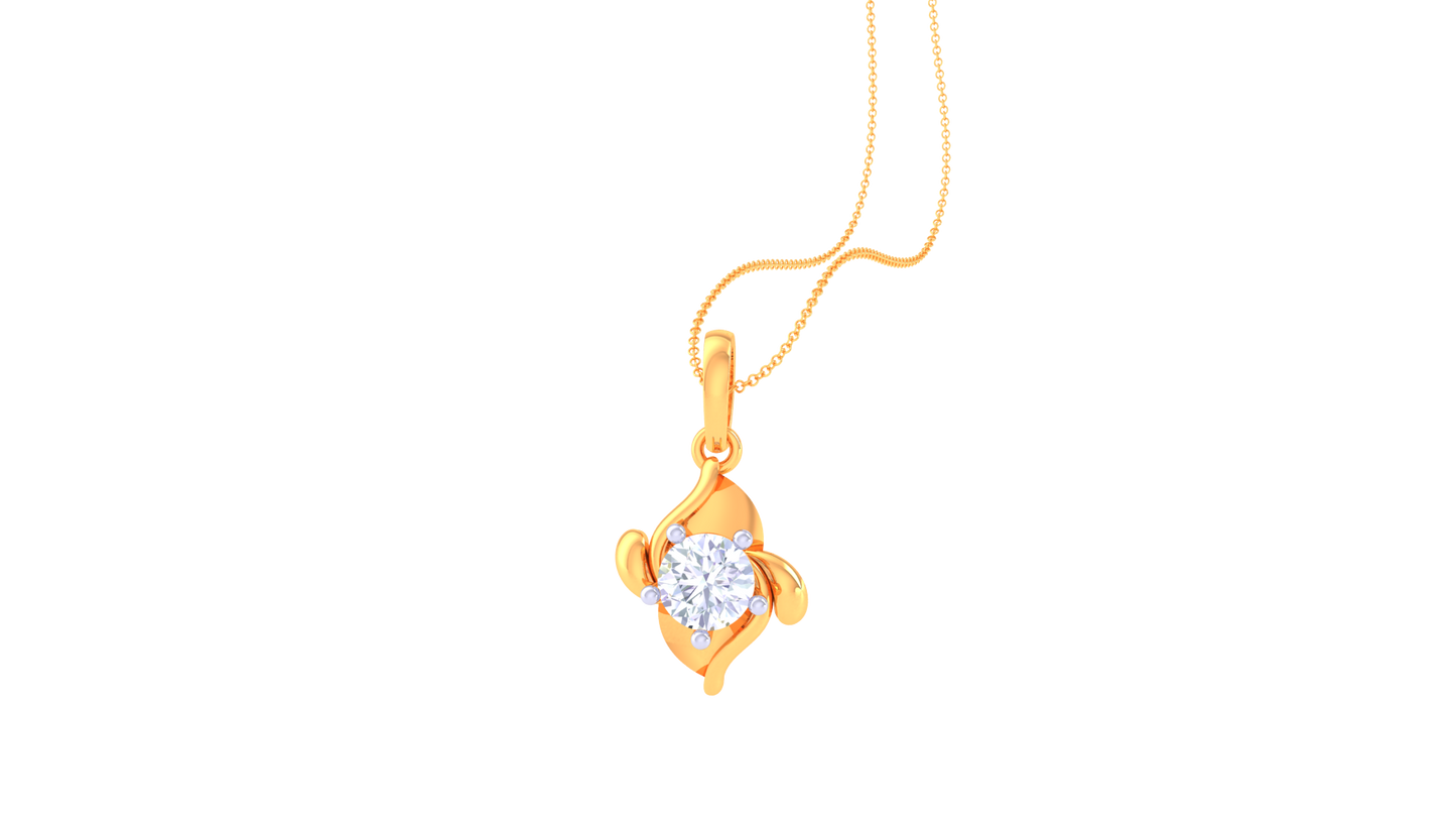 Cushion Solitaire Pendent - 0.59 Ct Round Diamond In Gold