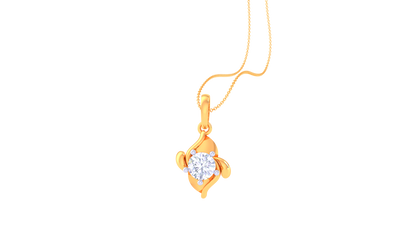 Cushion Solitaire Pendent - 0.59 Ct Round Diamond In Gold