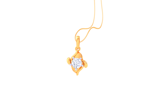 Cushion Solitaire Pendent - 0.59 Ct Round Diamond In Gold