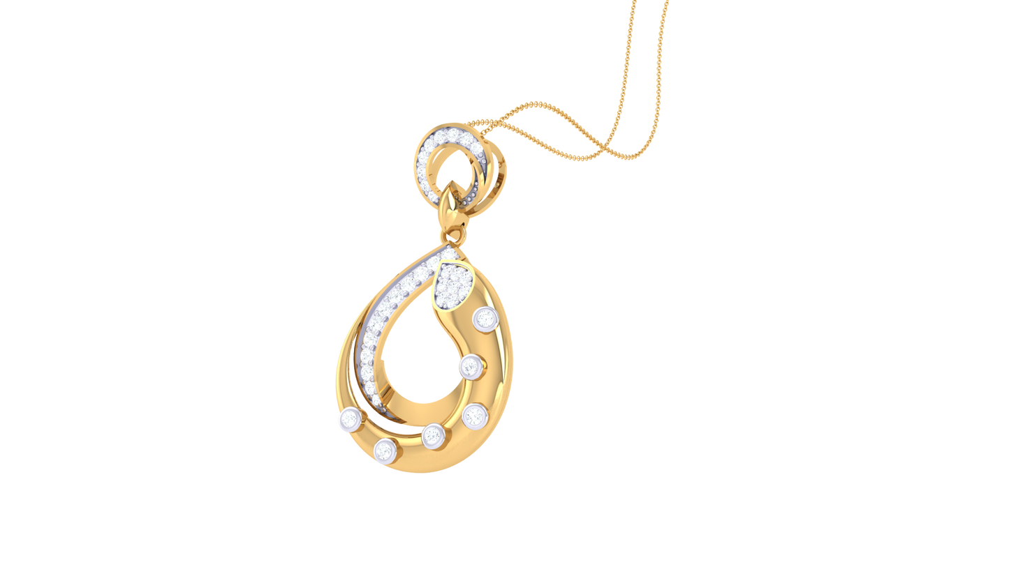 Raindrop Radiance Gold Pendant - 0.28 Ct Round Diamonds