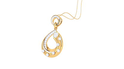 Raindrop Radiance Gold Pendant - 0.28 Ct Round Diamonds