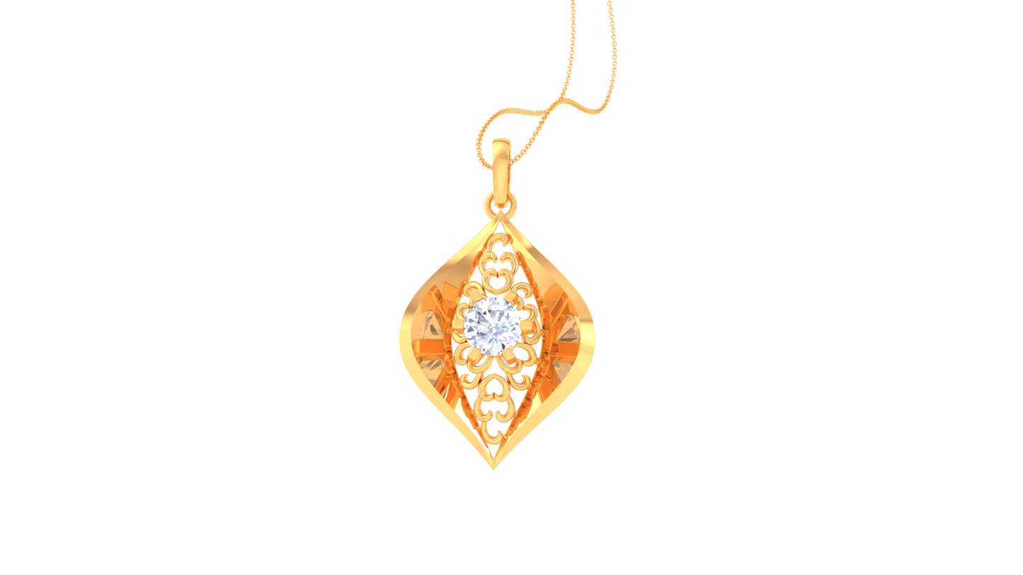 Ethereal Eye Diamond Pendant In Gold Filigree - 0.59 Ct Round Cut
