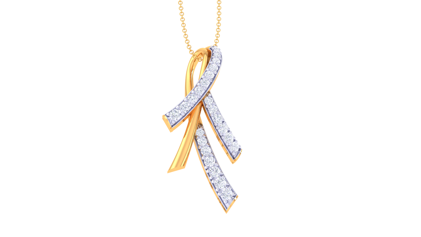 Trio Bar Elegance Pendant In Gold  - 0.23 Ct Round Cut Diamond Accent