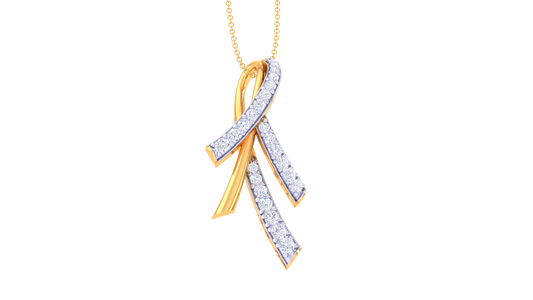 Trio Bar Elegance Pendant In Gold  - 0.23 Ct Round Cut Diamond Accent