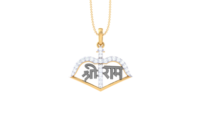 Shri Ram Bow & Arrow Pendant In Gold - 0.17 Ct Diamonds