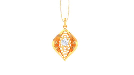 Ethereal Eye Diamond Pendant In Gold Filigree - 0.59 Ct Round Cut