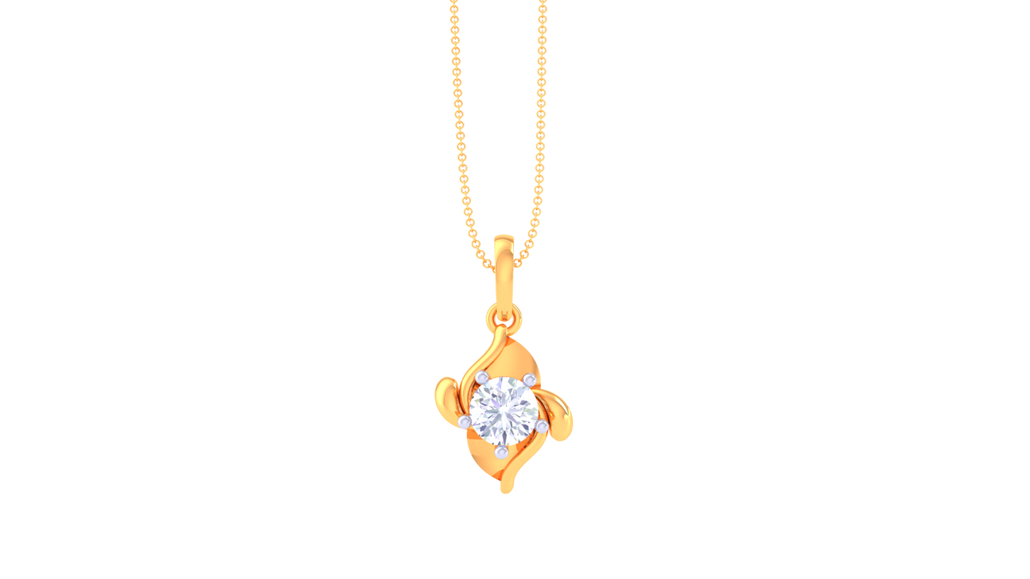 Cushion Solitaire Pendent - 0.59 Ct Round Diamond In Gold