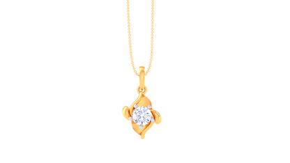 Cushion Solitaire Pendent - 0.59 Ct Round Diamond In Gold