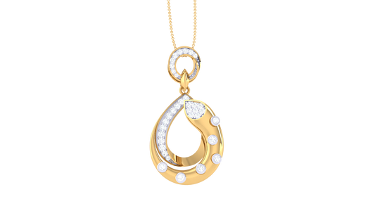 Raindrop Radiance Gold Pendant - 0.28 Ct Round Diamonds