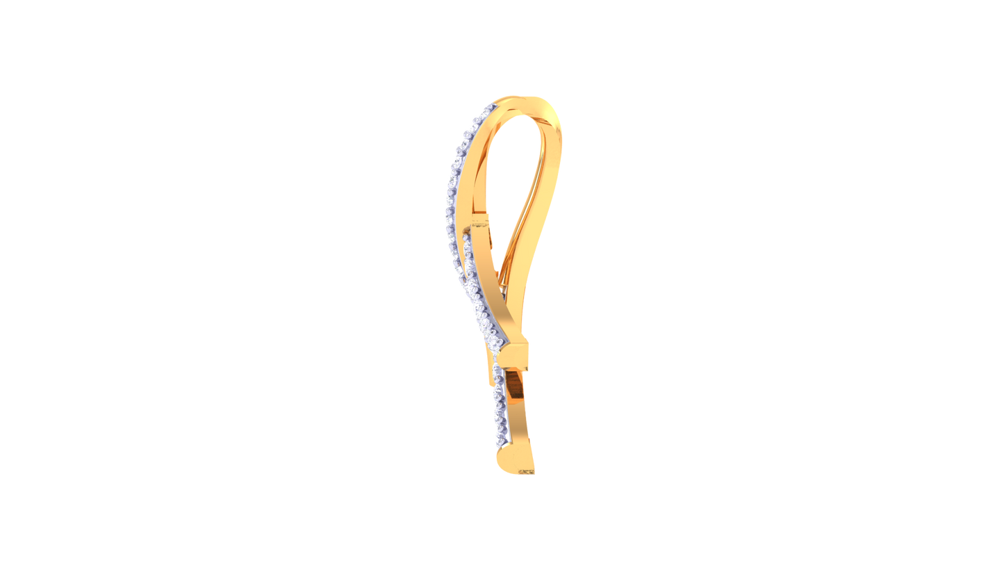 Trio Bar Elegance Pendant In Gold  - 0.23 Ct Round Cut Diamond Accent