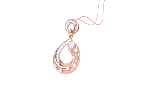Raindrop Radiance Gold Pendant - 0.28 Ct Round Diamonds