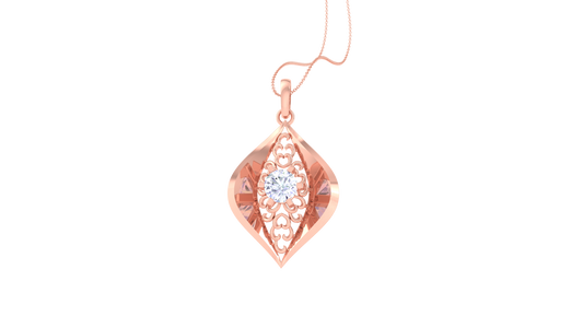 Ethereal Eye Diamond Pendant In Gold Filigree - 0.59 Ct Round Cut