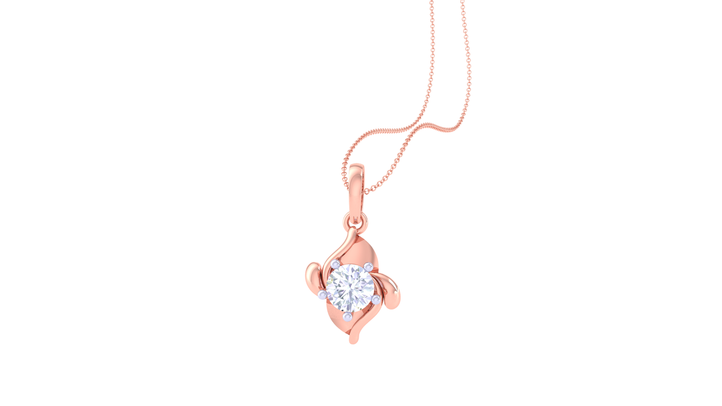 Cushion Solitaire Pendent - 0.59 Ct Round Diamond In Gold