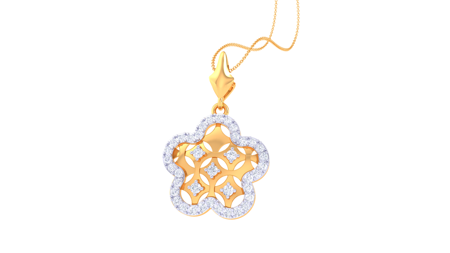 0.41 Ct - Floral Radiance Diamond Pendant in Gold