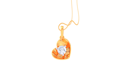 Enchanted Heart Solitaire Pendent - 0.59 Ct Round Diamond In Gold