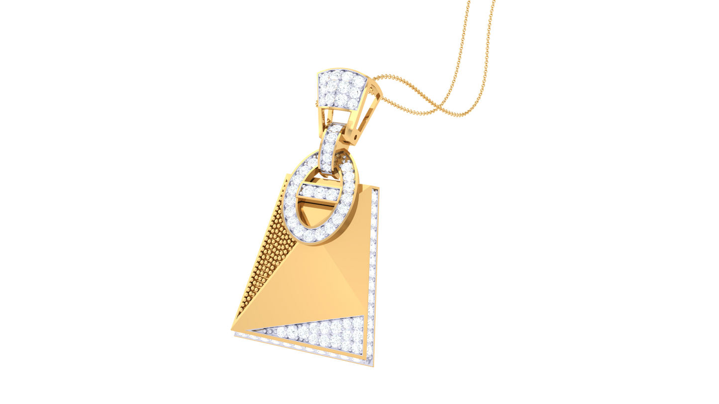 Geometric Elegance Gold Pendant - 0.65 Ct Brilliant Cut Diamonds