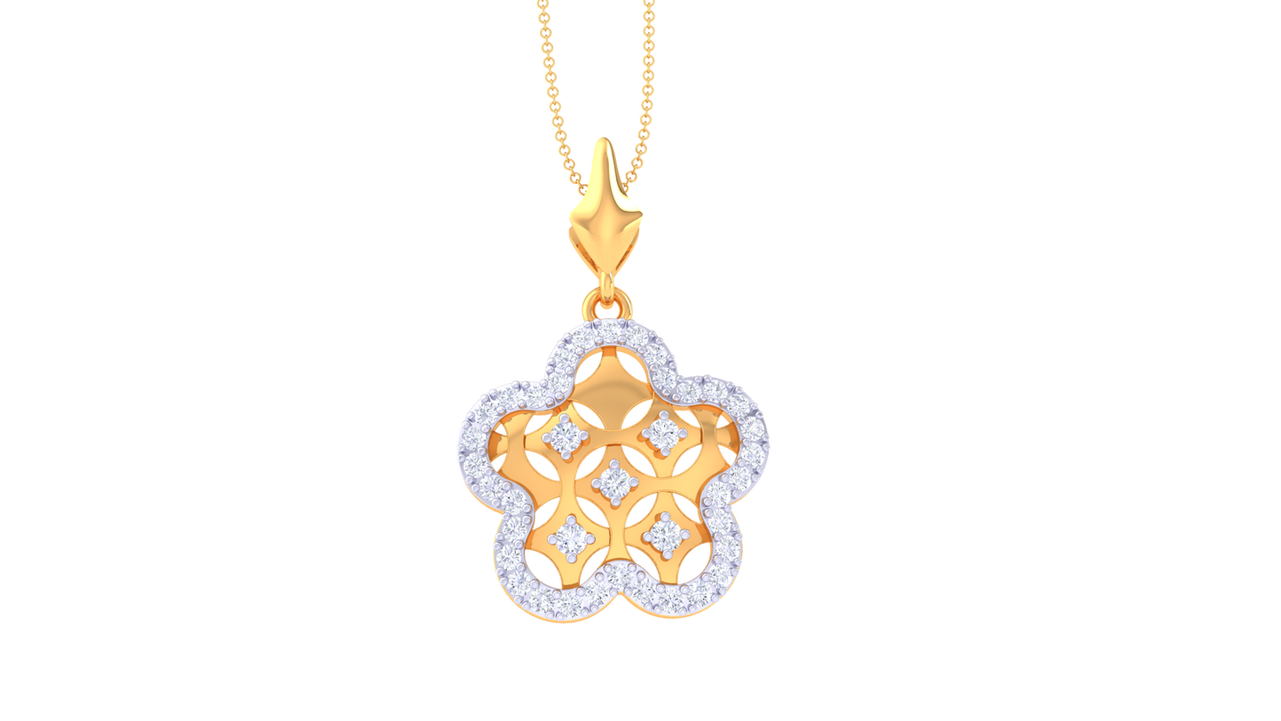 0.41 Ct - Floral Radiance Diamond Pendant in Gold