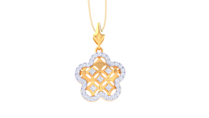 0.41 Ct - Floral Radiance Diamond Pendant in Gold