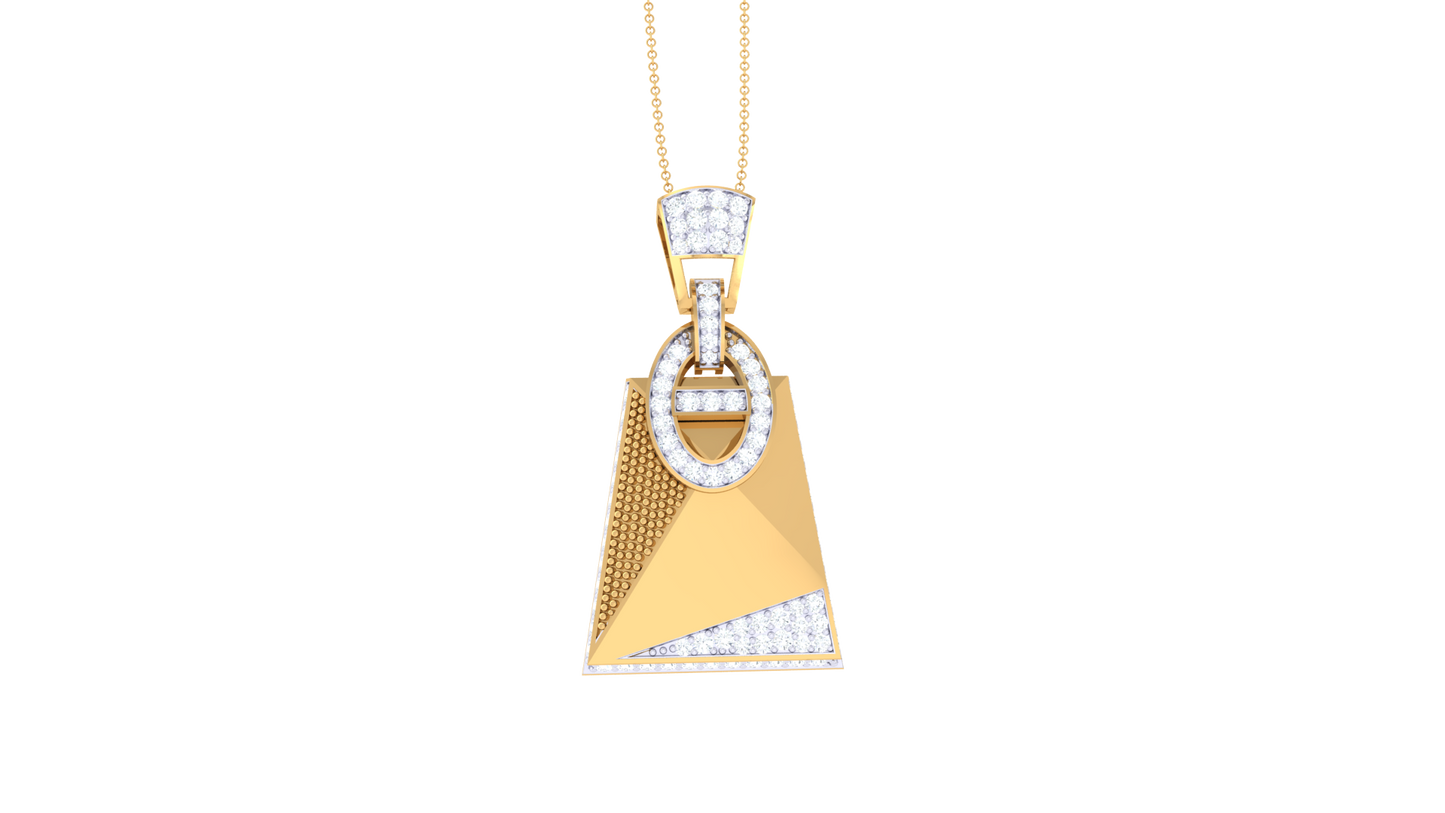 Geometric Elegance Gold Pendant - 0.65 Ct Brilliant Cut Diamonds