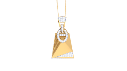 Geometric Elegance Gold Pendant - 0.65 Ct Brilliant Cut Diamonds