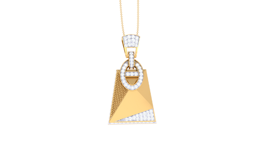 Geometric Elegance Gold Pendant - 0.65 Ct Brilliant Cut Diamonds