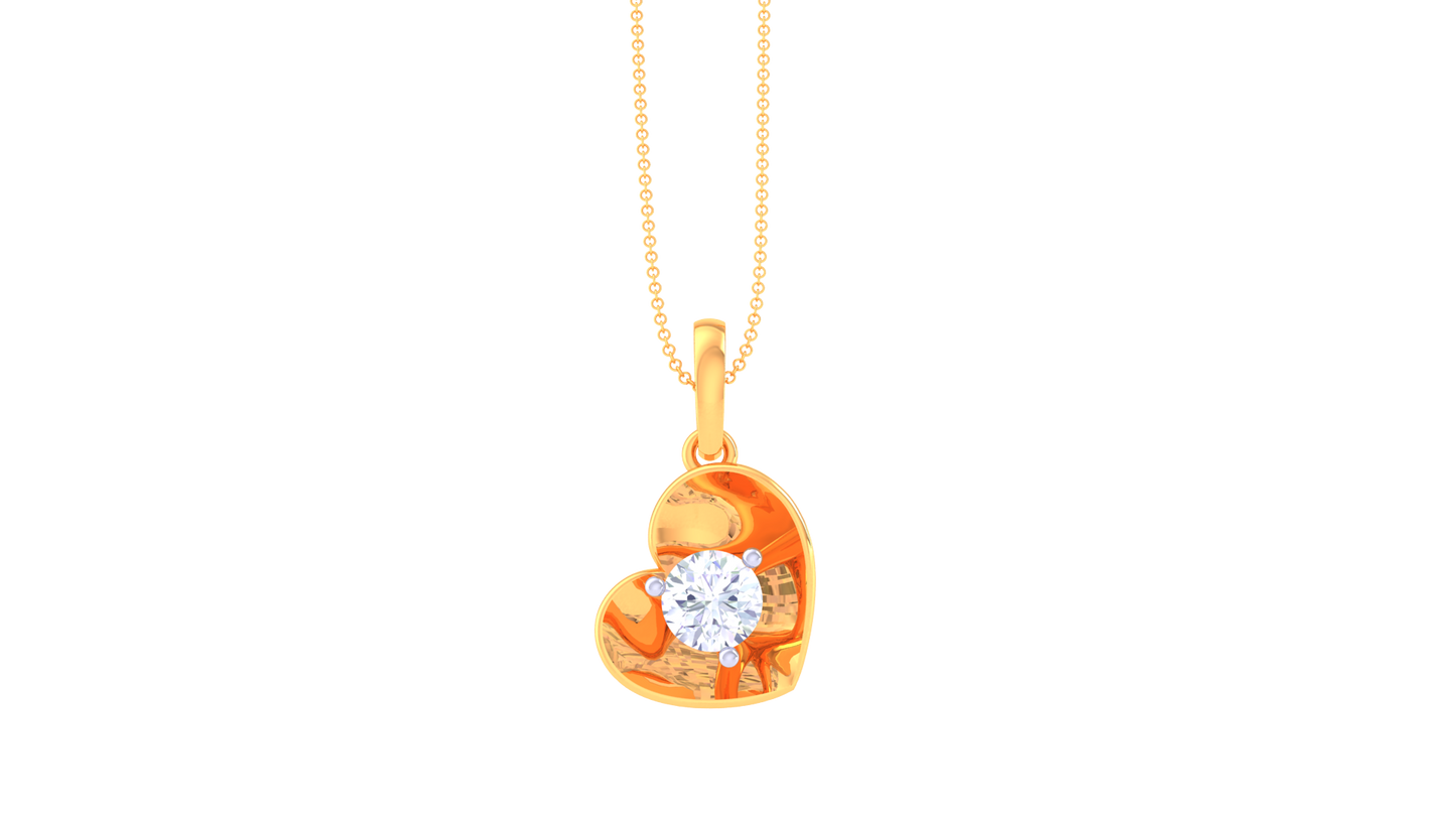 Enchanted Heart Solitaire Pendent - 0.59 Ct Round Diamond In Gold