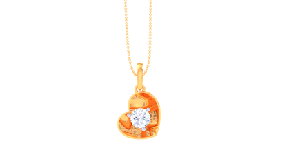 Enchanted Heart Solitaire Pendent - 0.59 Ct Round Diamond In Gold